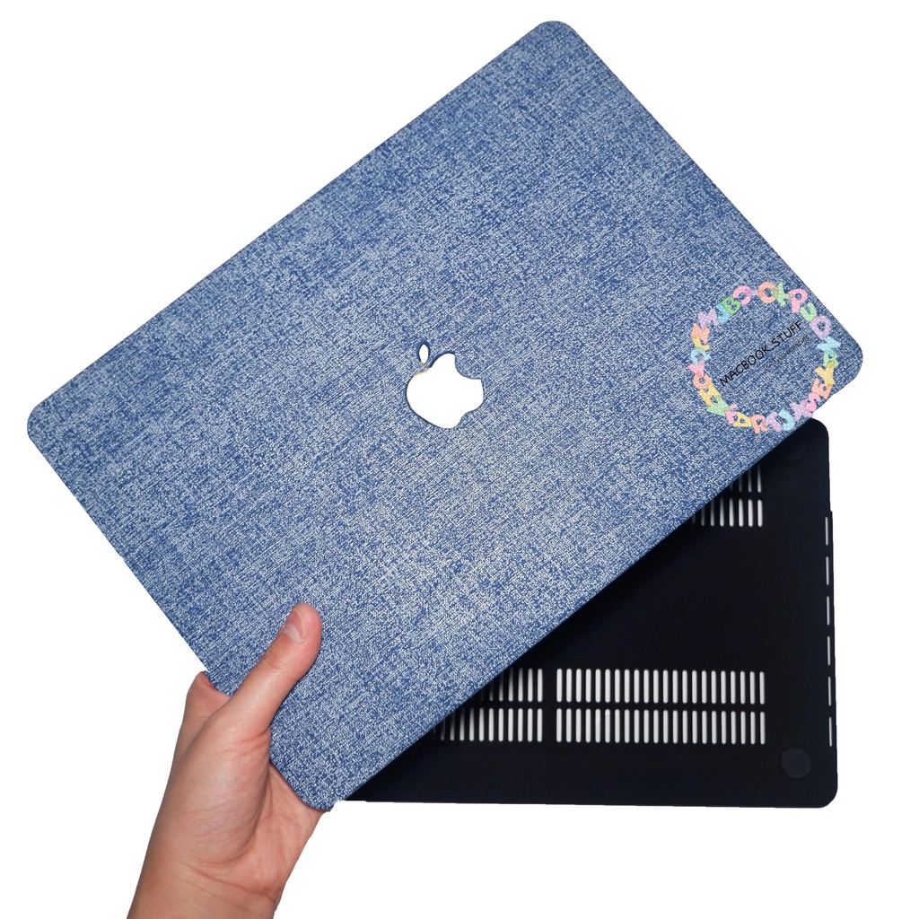 MACBOOK Case LEATHER MOTIF JEANS DENIM BLUE NEW AIR PRO RETINA 11 12 13 14 15 16 INCH NON /  WITH CD ROOM / TOUCHBAR / TOUCH ID / M1 2020 2021 2022