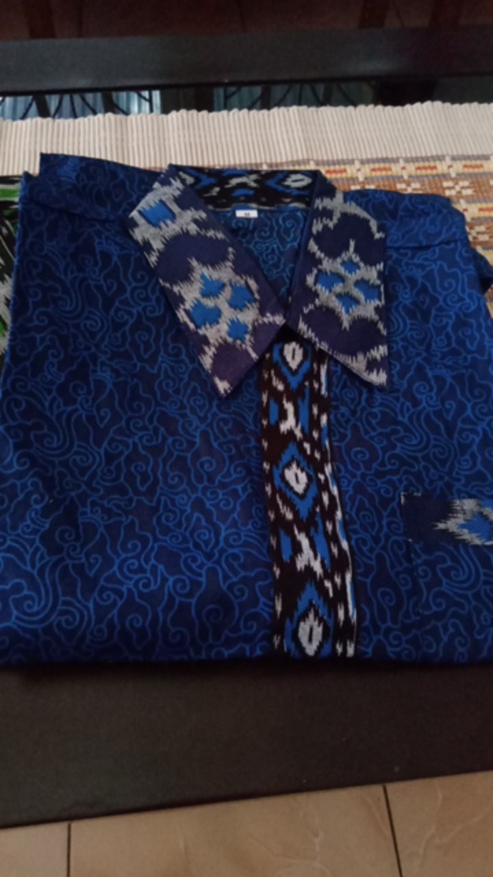 Bswart Batik Hrb026 Kenongo Hem Pendek Anjani Biru Pekalongan M L Xl Batik Pria Murah Modern Grosir