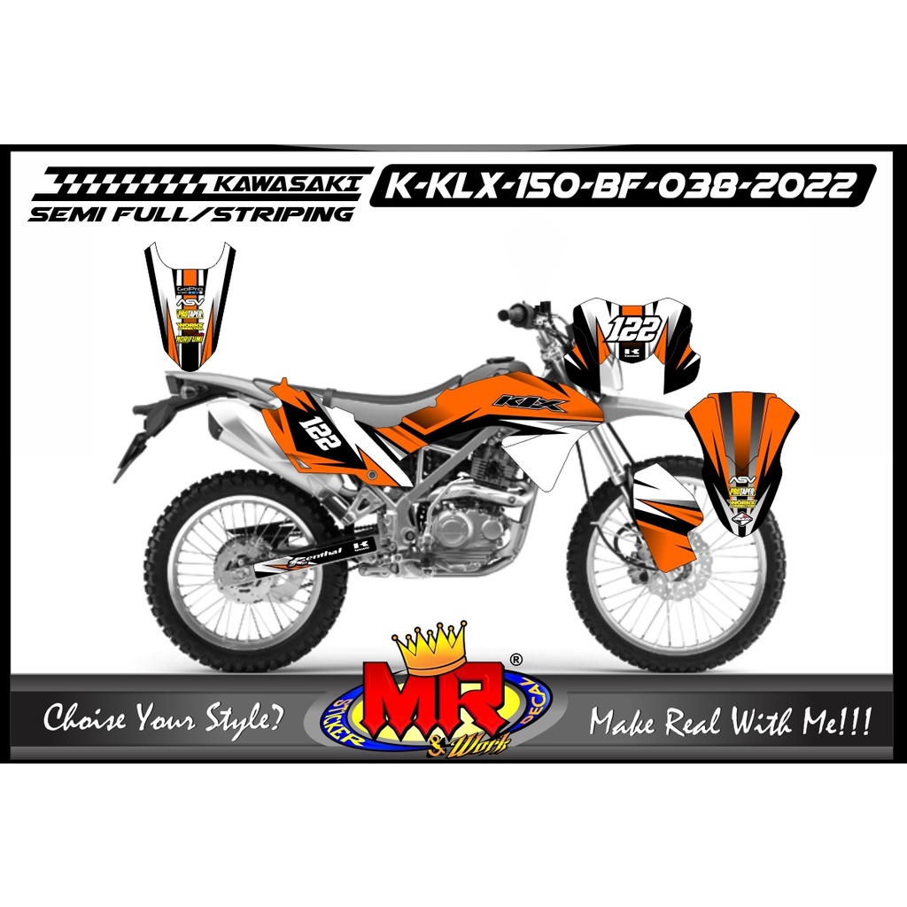 Decal Variasi Motor Kawasaki KLX 150 BF SuperMoto Striping Decal Motor
