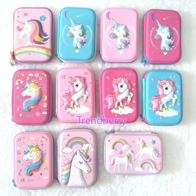 

Tempat pensil unicorn kotak pensil pensil case hardtop 3D unicorn lucu