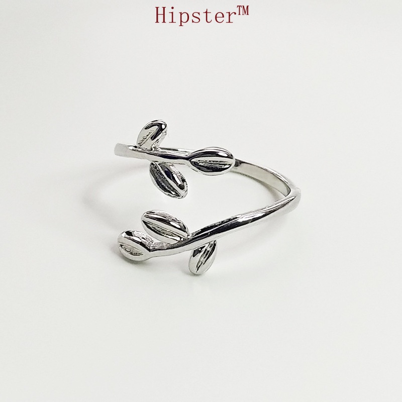 Hot Sale Creative Design Personality Silver Leaves Adjustable Ring