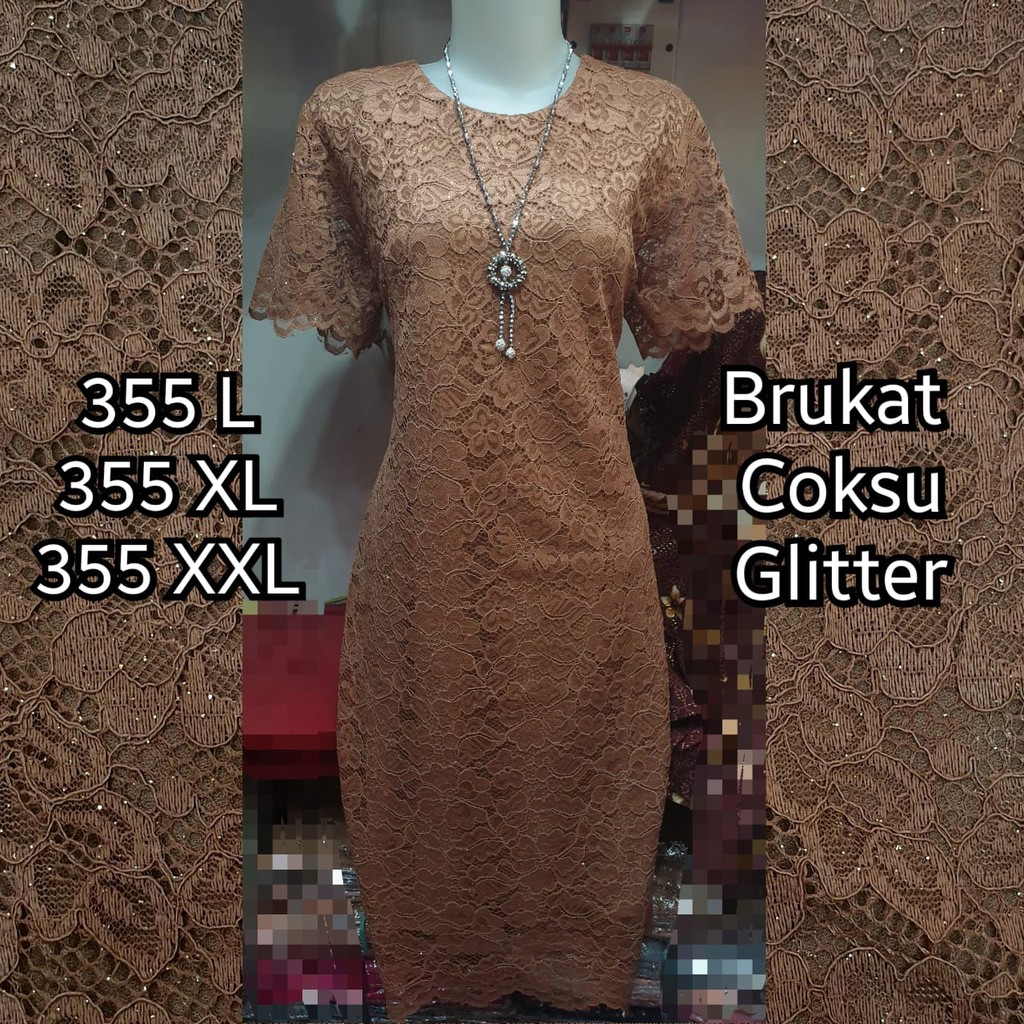 Dress Brukat / Dress Coklat Susu / Dress Jumbo Terlaris