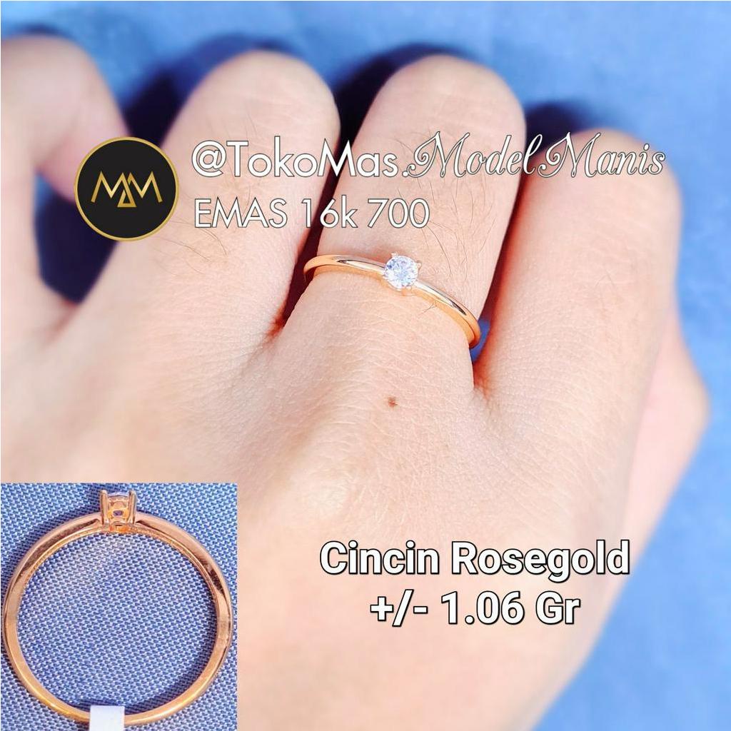 Cincin solitaire imut emas rosegold/kuning kadar 16k