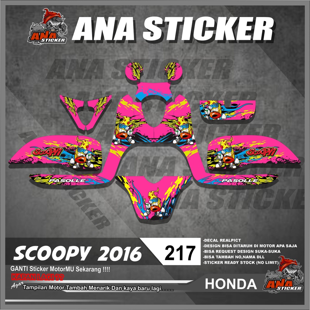 217 DECAL Variasi HONDA SCOOPY 2016 - DECAL Variasi List RACING SPLASH Full Design Grafis Keren