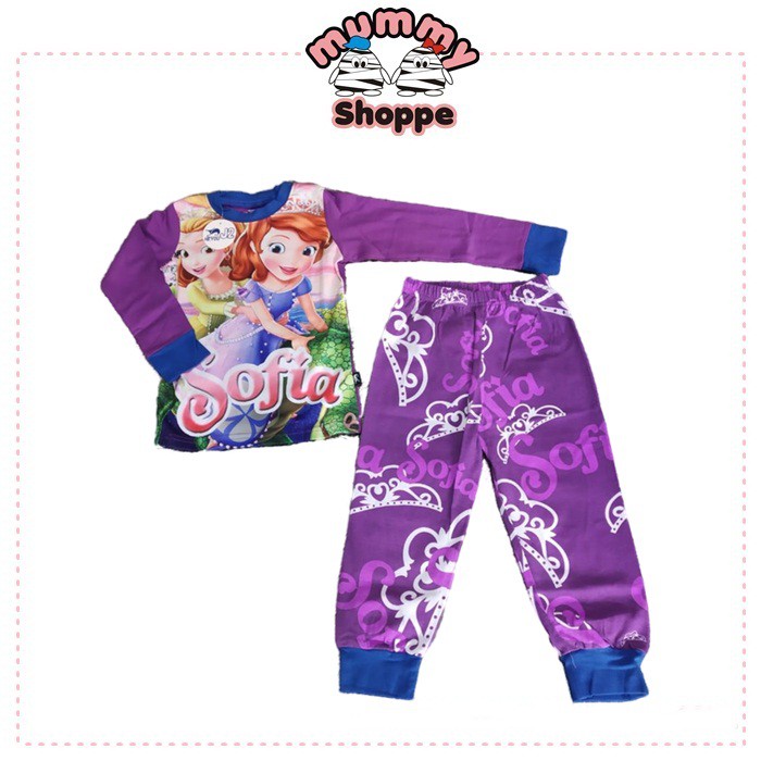 setelan baju tidur anak J2 Long pajama Sofia Purple