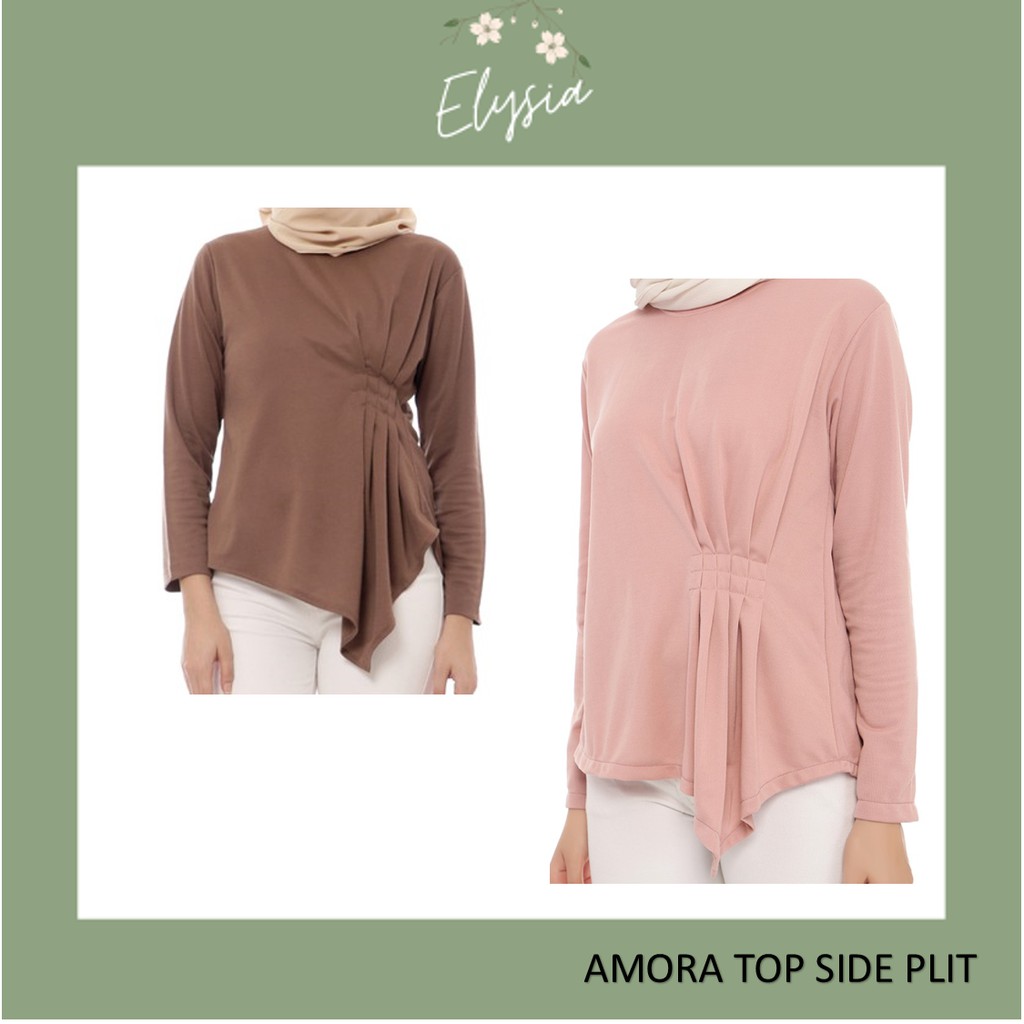 Amora Top Side Plit Baju Wanita Murah Fashion Muslim