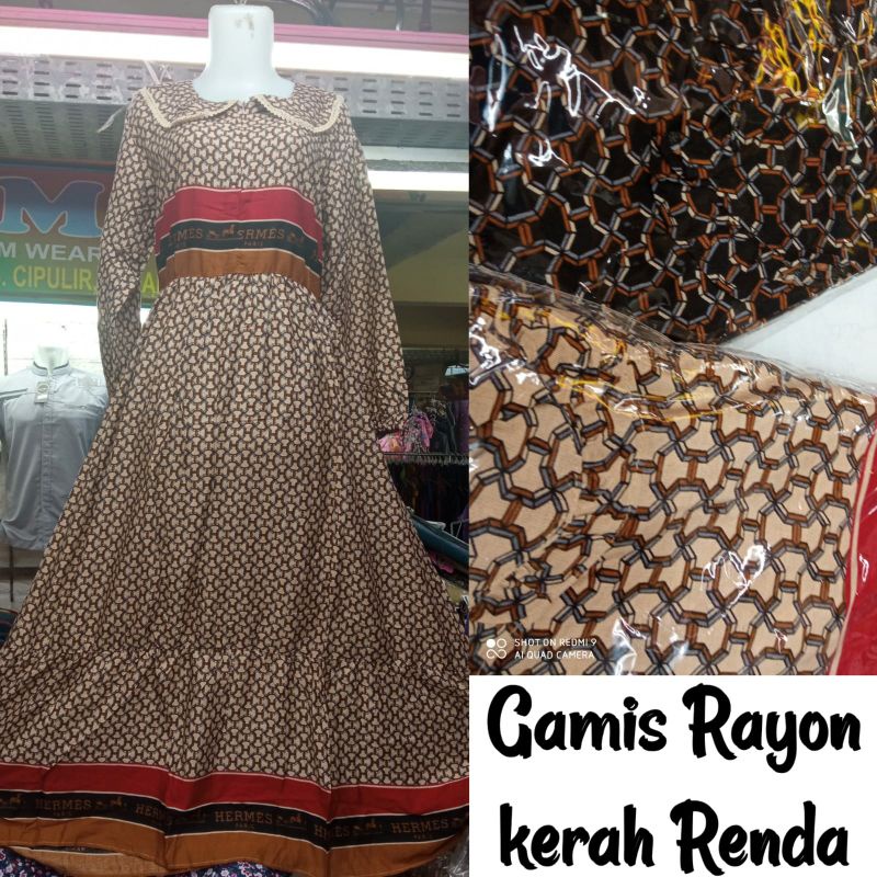 Gamis rayon kerah renda