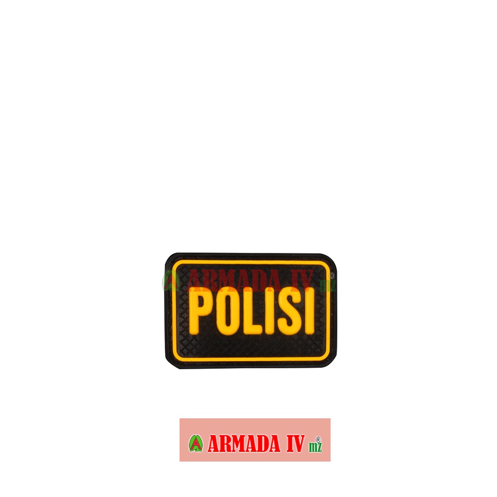 Patch Rubber Velcro Tulisan POLISI Kotak Kuning