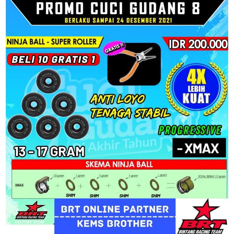 NINJA BALL ROLLER BRT ORIGINAL NMAX AEROX PCX ADV VARIO 125 GENIO MIO LEXI BEAT FI MIO J MIO SPORTY XMAX