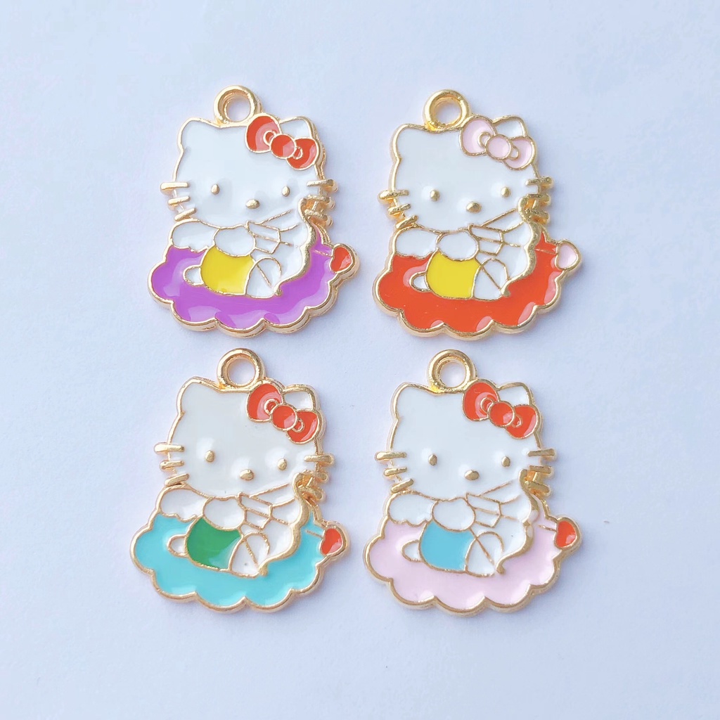 4pcs Liontin Kalung / Anting / Gelang DIY Bentuk Kartun Kucing Bahan Alloy