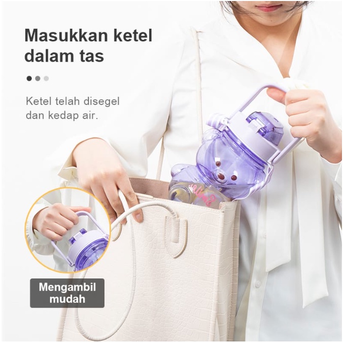 [SMALL BELL]Botol Minum Beruang Gradasi Gemoy / Botol Minum Viral Gradasi 1.1 L