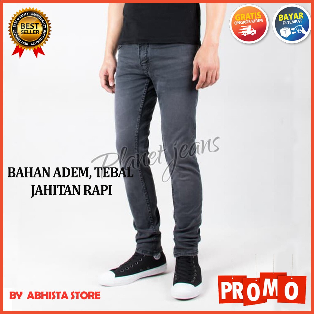 Celana Jeans Pria Strech Premium Murah Pensil Denim Cowok W8X9 bisa COD Bah skiny panjang grey washe