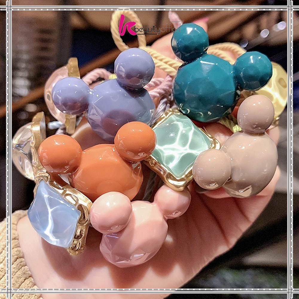 KB-C328 C336 Ikat Rambut Korean Style / Karet Ikat Rambut Karakter Batu ala Korea / Karet Rambut Fashion / Aksesoris Rambut Wanita-5