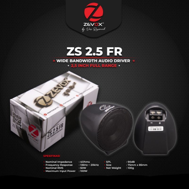 Speaker Fullrange Full Range Zevox ZS 2.5 FR by Vox Research Original