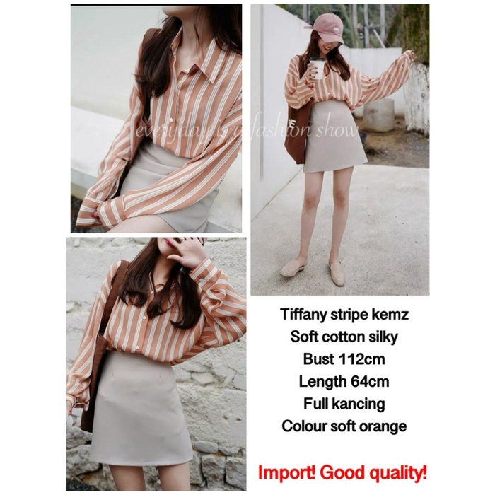 PC- Tiffany stripe kemz import [Baju Atasan Wanita 0141] VAF -PC