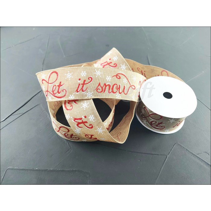 

Pita Natal Christmas -Coklat - Kanvas -Tulisan Let It Snow;Lebar6.3cm