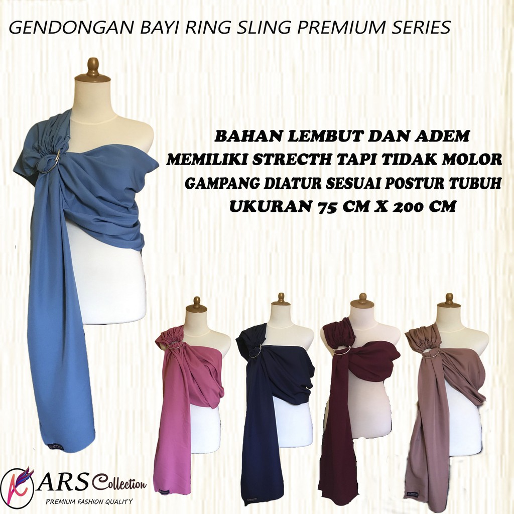 Gendongan Bayi Ring Sling Tanpa Celah Premium Series Bahan Linen Rami