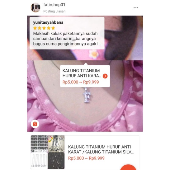 KALUNG TITANIUM HURUF ANTI KARAT /KALUNG TITANIUM SILVER HURUF ANTI KARAT JENIS RANTAI OMEGA + GIFT