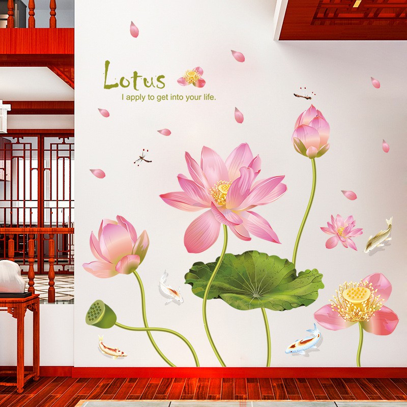Reliza Wall Sticker Bunga Lotus Flowers Stiker Dinding LDR