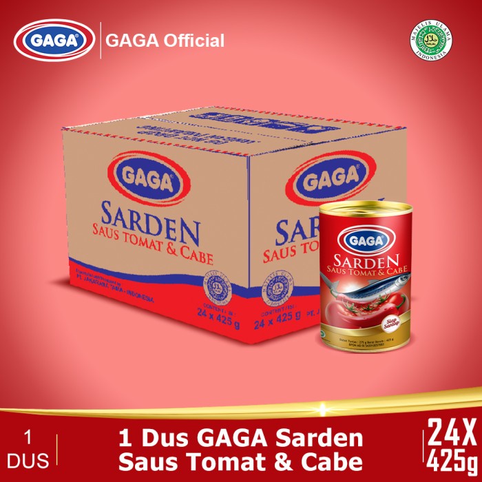 

Ikan Kaleng Gaga Sarden Saus Tomat 425G (1 Dus = 24 Pcs Harga Grosir)