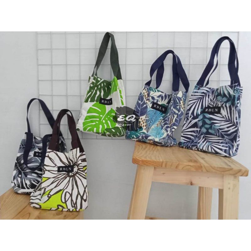 EQ_TAS WANITA - Mini Totebag 2 in 1 Kanvas Motif Karmel Series RDLN