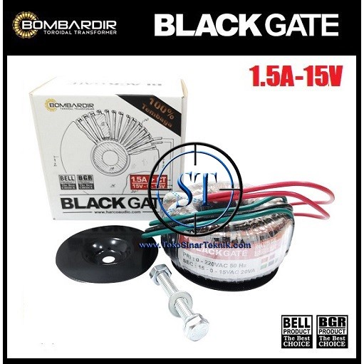 TRAFO TOROID BLACKGATE 1,5A-15V (+CT) Travo Transfomer Donat Bulat 1,5 Ampere 15v