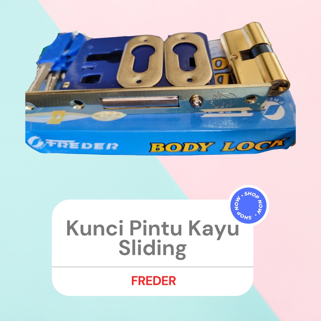 (Freder) Kunci Pintu Sliding Kayu Kunci Pintu Geser Kayu (Model Mekar)