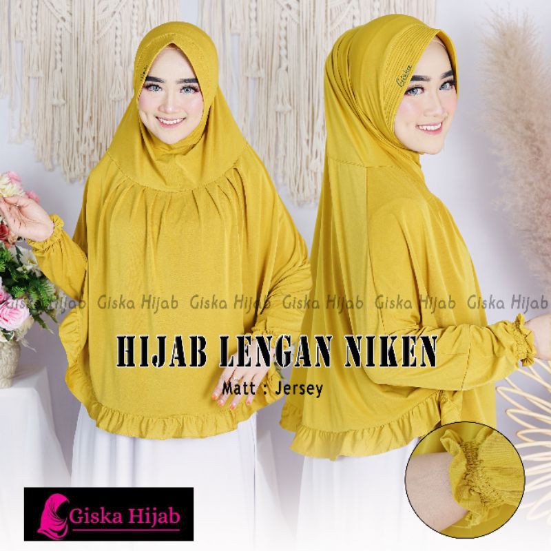Jilbab Instan Bergo Lengan Jumbo Hijab Tangan niken Panjang Kerudung Jersey  Khimar Jumbo