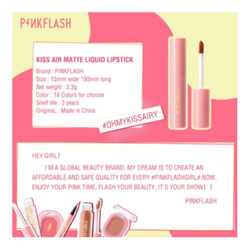 PINKFLASH Matte Liquid Lipstick Waterproof Lip &amp; Cheek Tint Double Use #OhMyKissAiry