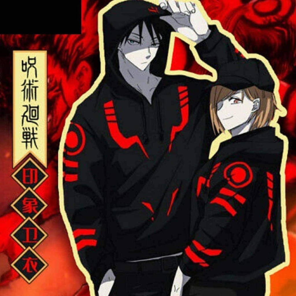 Hoodie Fleece Cosplay Sukuna Tattoo Cosplay Black Bahan Tebal Mantap Jujutsu Kaisen