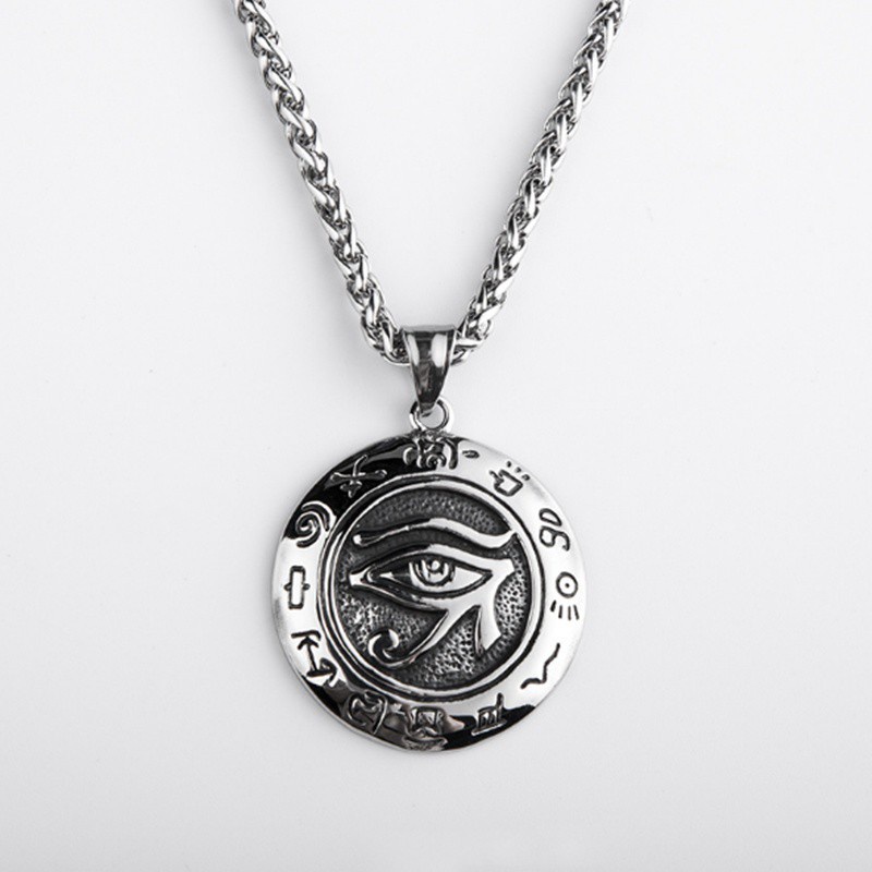 Kalung Liontin Mata Horus Bahan Titanium Steel Gaya Punk