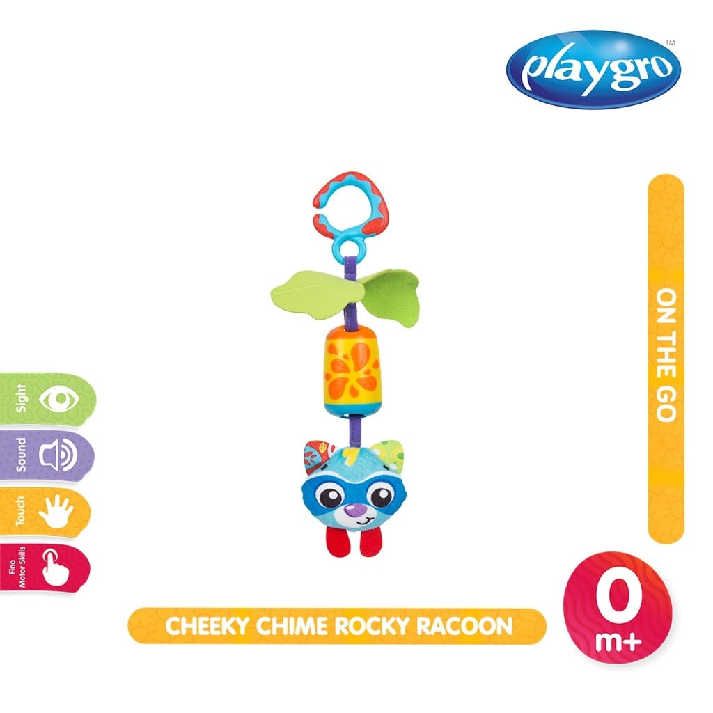 Playgro Baby Cheeky Chime Rocky Racoon 122150 - Mainan Gantung Stroller Anak