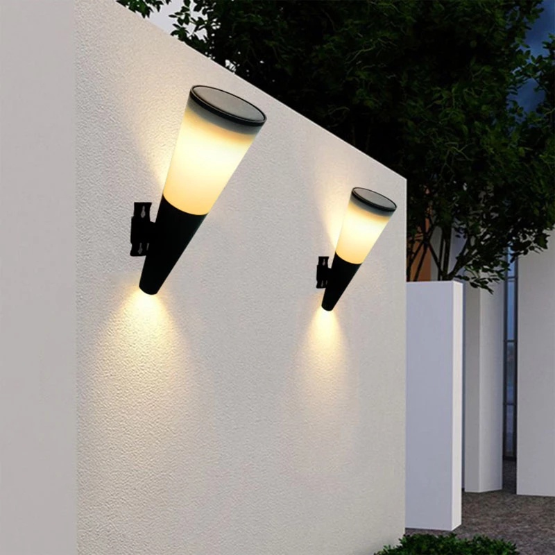 Solar LED Wall Lightings / Waterproof Color Changing Outdoor Garden Decor Night Lamps