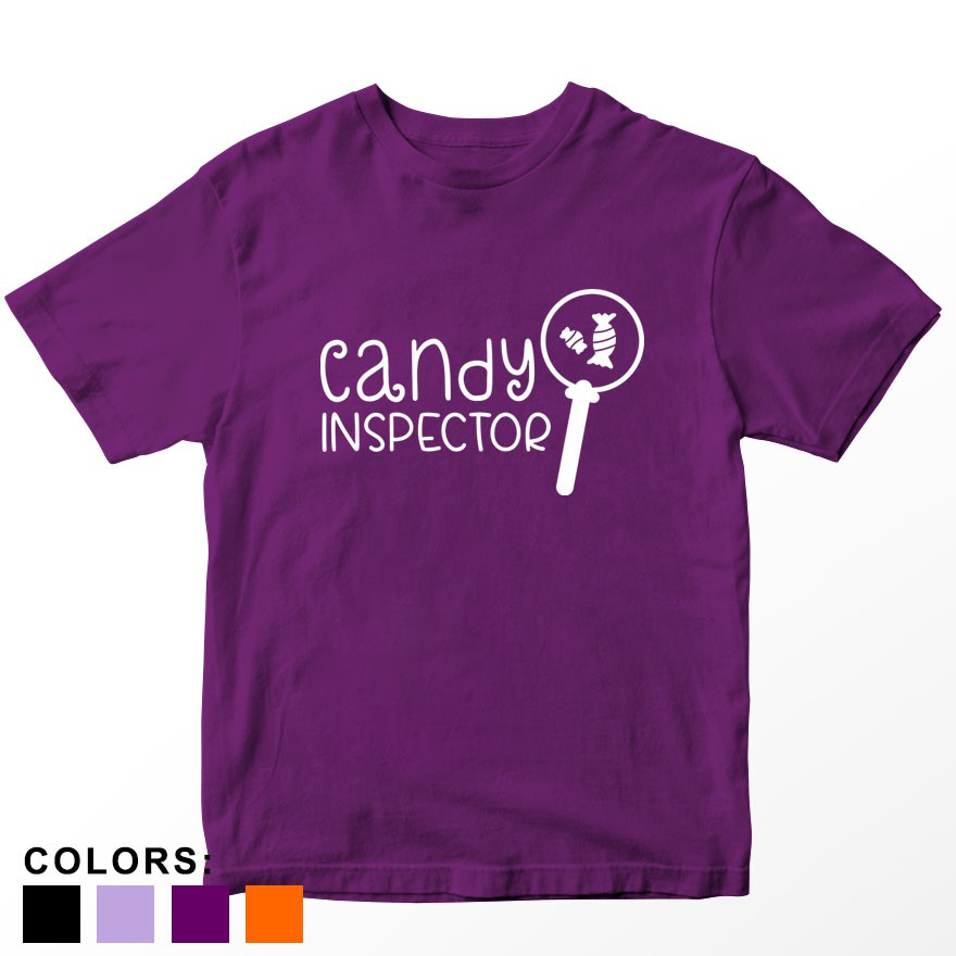 Kaos Halloween Anak Candy Inspector, Usia 1 - 10 Tahun Warna Ungu Laki-laki/Perempuan