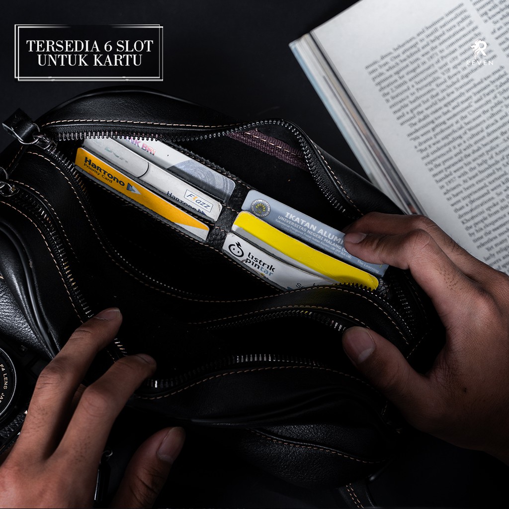 REVEN LEATHER - Pouch Bag Pria Kulit Asli Cluth Bender