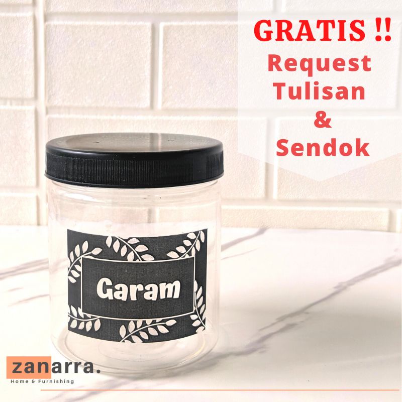 Toples Bumbu Dapur  600 ml Minimalis Aesthethic Tempat Bumbu Dapur free Label bumbu stiker anti air