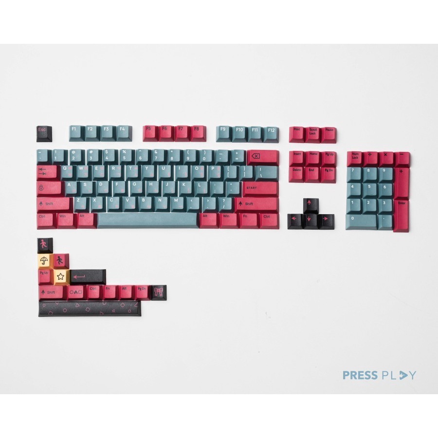 Press Play Hangeul Game Korean Root PBT Keycaps 118 Set Cherry Profile