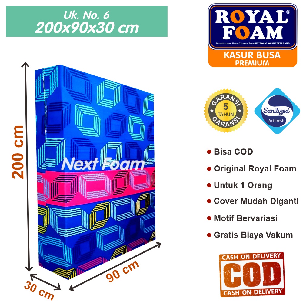 Kasur Busa Royal Foam Ukuran No 6 200x90x30 cm Tebal 30 cm D16 ORIGINAL Garansi 10 Tahun