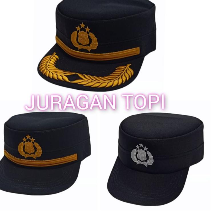 Dijamin Miring harga.. Topi Komando POLRI Bintara, Pama, Pamen Hitam