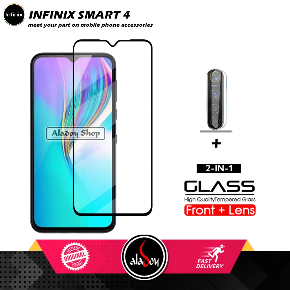 PAKET Tempered Glass Infinix Smart 4 Screen Protector Layar + Tempered Glass Camera