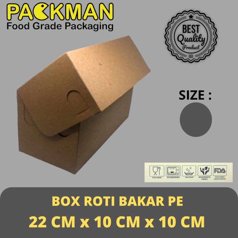 

BOX ROTI BAKAR 22x10x10 cm / DUS DONAT BOMBOLONI / DOS BOLU GULUNG / KOTAK KUE KRAFT - LAMINASI PE