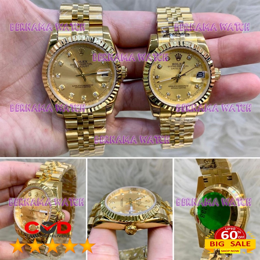 JAM ROLEX DATEJUST COUPLE LADY ASIAN ETA BOX ORI WARRANTY 1 YEAR