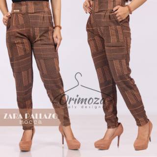 ZARA ORIMOZA Celana Baggy Wanita motif kotak Bahan ZARA ORIMOZA Celana Baggy Wanita motif kotak Bahan