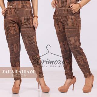 ZARA ORIMOZA Celana  Baggy  Wanita motif kotak Bahan  