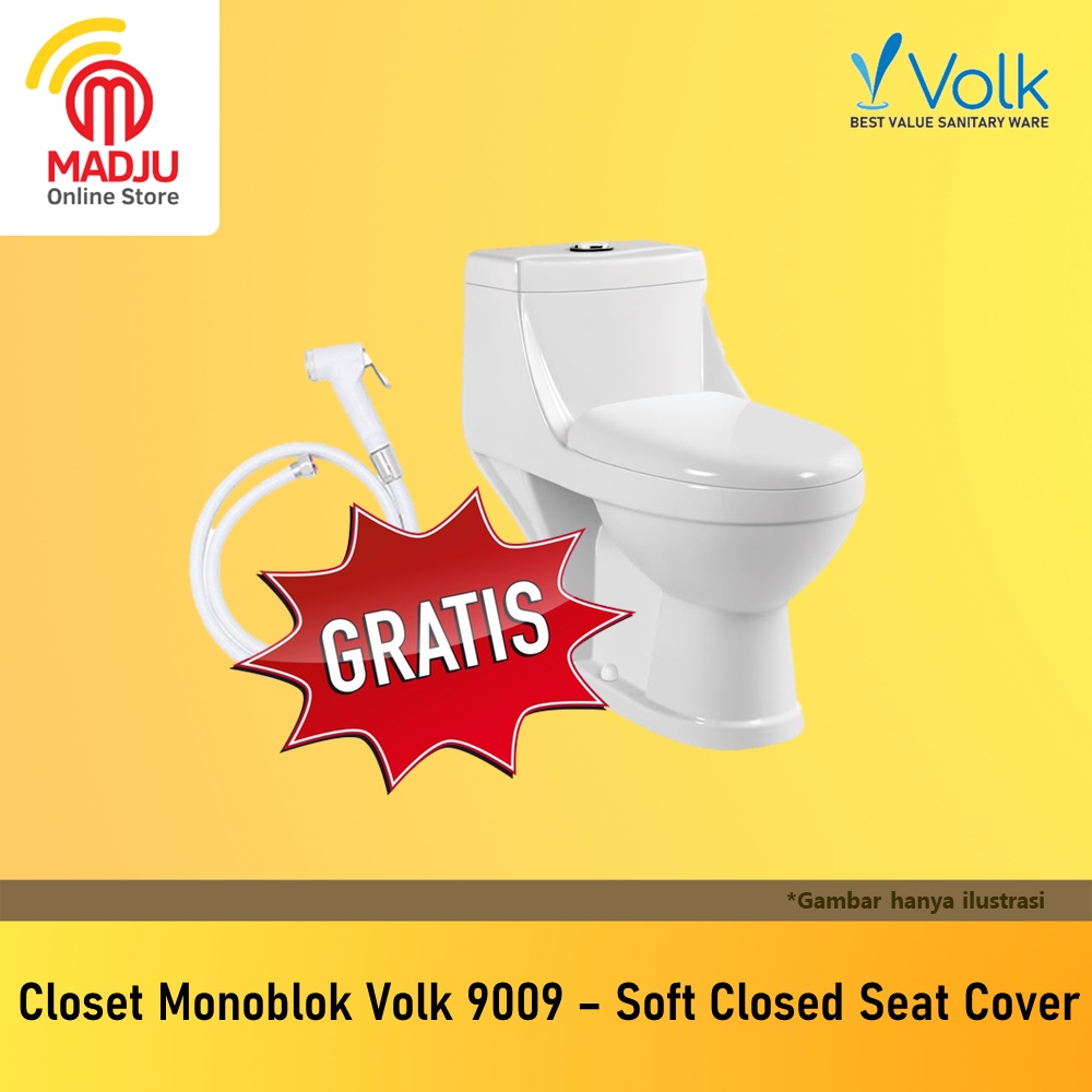 Closet Monoblok Closet Volk 9009 FREE jet shower Closet Duduk One Piece Toilet