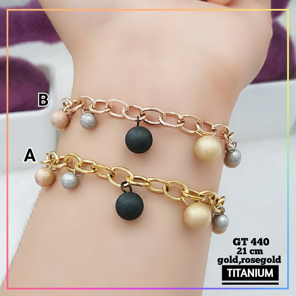 Gelang dewasa gelang titanium stainless steel rantai jurai bulat kombinasi perhiasan anti karat GT 440