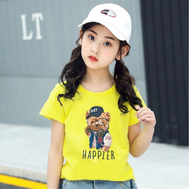 Kaos Anak HAPPIER Usia 2-10th Kaos Oblong Anak Cotton Combed Atasan Anak