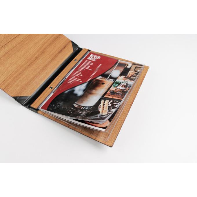 

READY STOCK - BUKU MENU SERAT KAYU - MODEL ISI PLASTIK - COKLAT MUDA