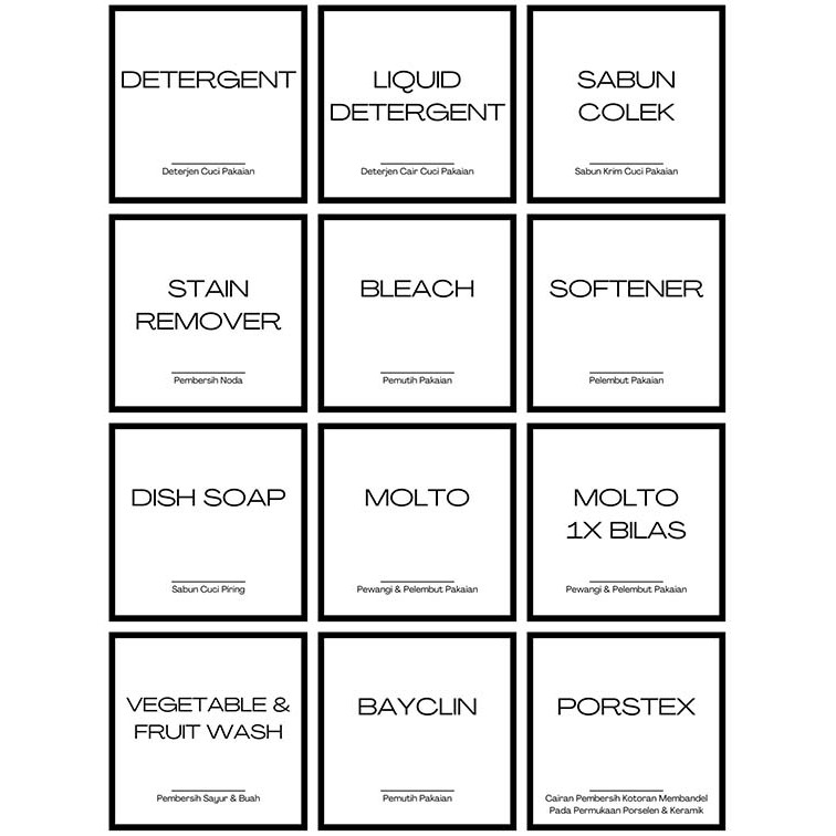 

Sticker Waterproof Label Pembersih/Pewangi/Laundry - Sticker C