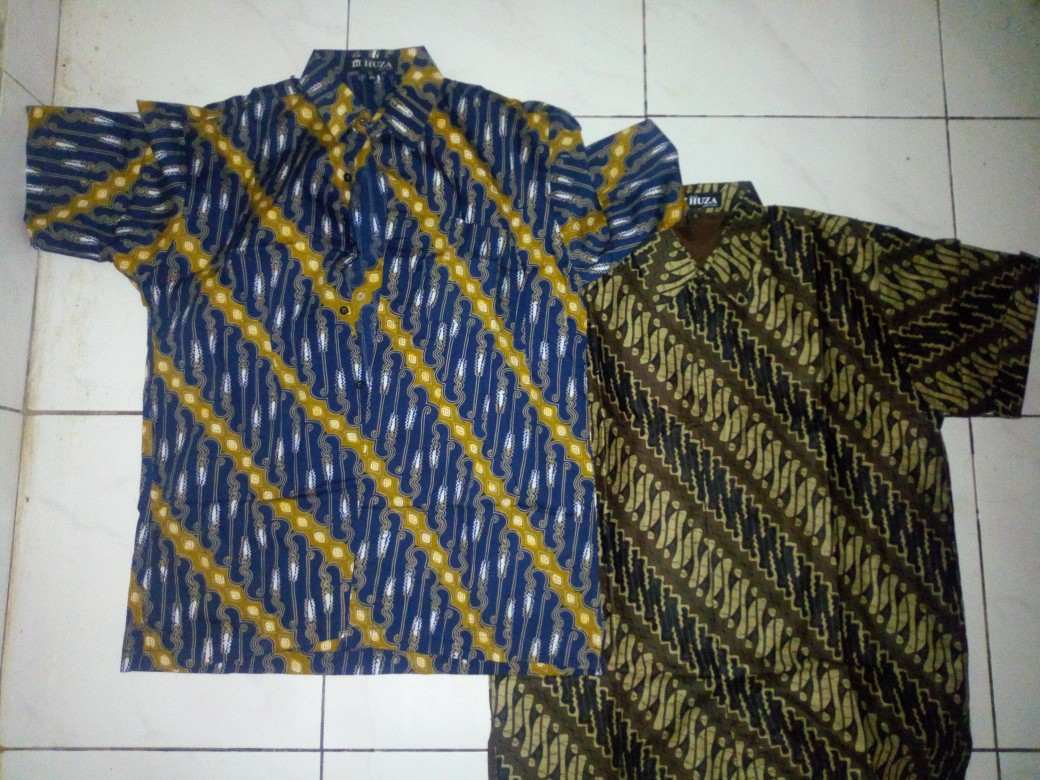 Kemeja Pria Atasan Batik Pria Lengan Pendek Bahan Katun Cap Regular Fit Batik Huza